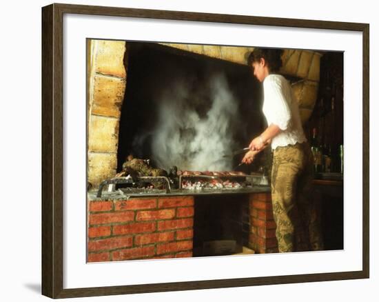 Making Duck Breast on Grill in Auberge Les Vignes, Sauternes, Bordeaux, Gironde, France-Per Karlsson-Framed Photographic Print