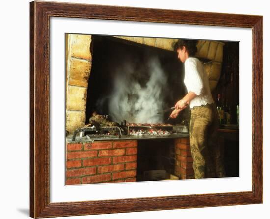 Making Duck Breast on Grill in Auberge Les Vignes, Sauternes, Bordeaux, Gironde, France-Per Karlsson-Framed Photographic Print