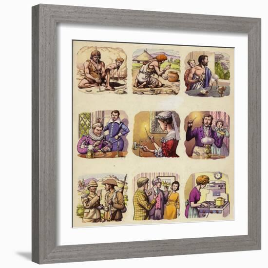 Making Fire across the Centuries-Pat Nicolle-Framed Giclee Print