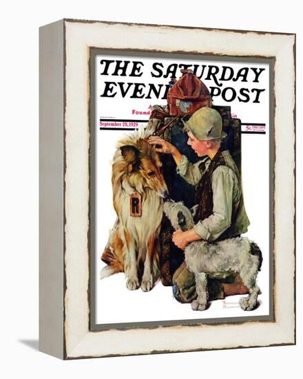 "Making Friends" or "Raleigh Rockwell" Saturday Evening Post Cover, September 28,1929-Norman Rockwell-Framed Premier Image Canvas