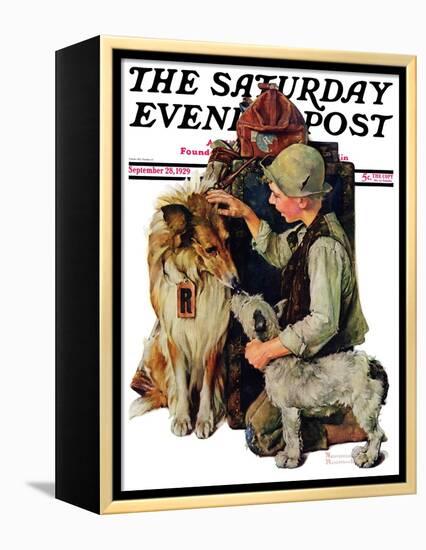 "Making Friends" or "Raleigh Rockwell" Saturday Evening Post Cover, September 28,1929-Norman Rockwell-Framed Premier Image Canvas