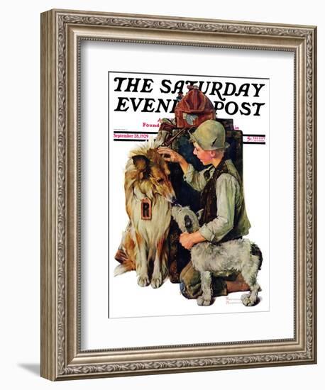 "Making Friends" or "Raleigh Rockwell" Saturday Evening Post Cover, September 28,1929-Norman Rockwell-Framed Giclee Print