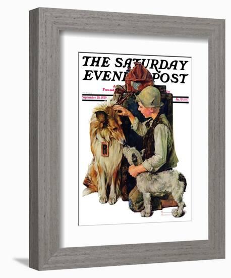 "Making Friends" or "Raleigh Rockwell" Saturday Evening Post Cover, September 28,1929-Norman Rockwell-Framed Giclee Print