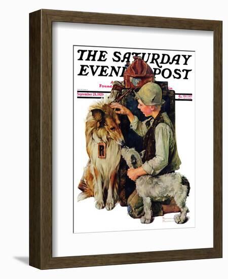 "Making Friends" or "Raleigh Rockwell" Saturday Evening Post Cover, September 28,1929-Norman Rockwell-Framed Giclee Print
