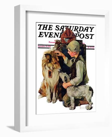 "Making Friends" or "Raleigh Rockwell" Saturday Evening Post Cover, September 28,1929-Norman Rockwell-Framed Giclee Print