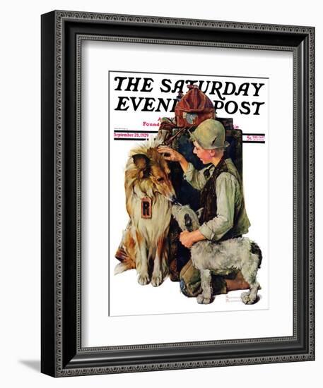 "Making Friends" or "Raleigh Rockwell" Saturday Evening Post Cover, September 28,1929-Norman Rockwell-Framed Giclee Print