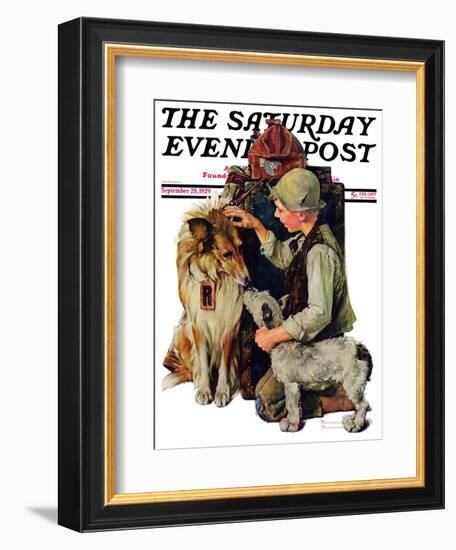 "Making Friends" or "Raleigh Rockwell" Saturday Evening Post Cover, September 28,1929-Norman Rockwell-Framed Giclee Print