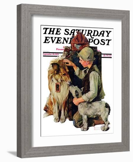 "Making Friends" or "Raleigh Rockwell" Saturday Evening Post Cover, September 28,1929-Norman Rockwell-Framed Giclee Print