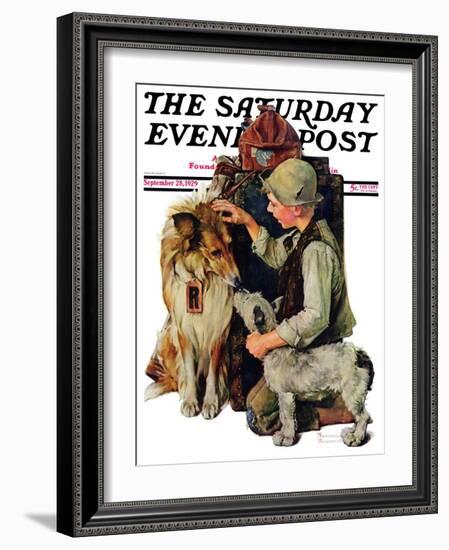 "Making Friends" or "Raleigh Rockwell" Saturday Evening Post Cover, September 28,1929-Norman Rockwell-Framed Giclee Print