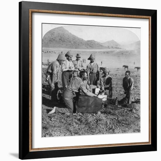 Making Gas for One of the War Balloons at Slingersfontein, South Africa, Boer War, 1900-Underwood & Underwood-Framed Giclee Print