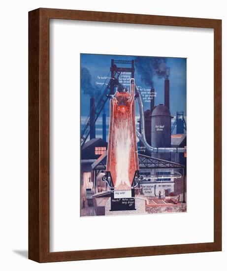 'Making Iron in a Modern Blast Furnace', 1935-Unknown-Framed Giclee Print