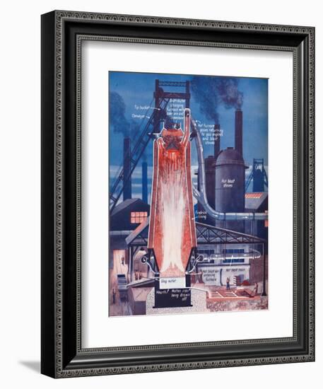 'Making Iron in a Modern Blast Furnace', 1935-Unknown-Framed Giclee Print