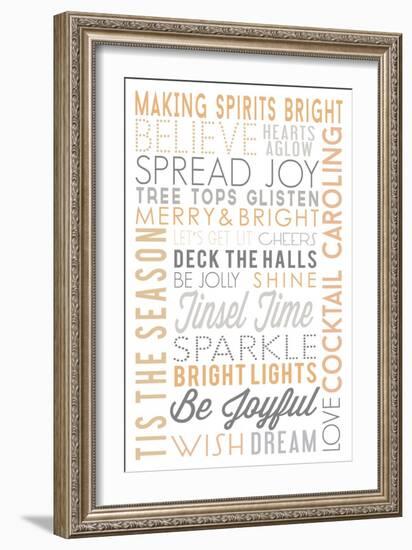 Making Spirits Bright - Typography-Lantern Press-Framed Art Print