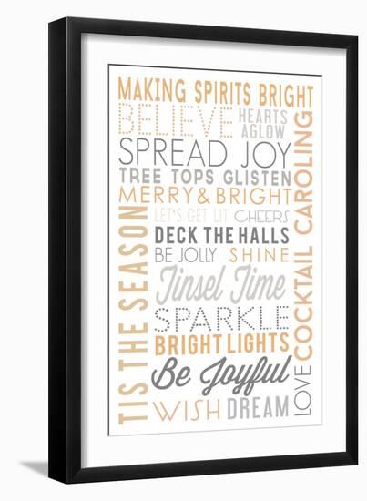 Making Spirits Bright - Typography-Lantern Press-Framed Art Print