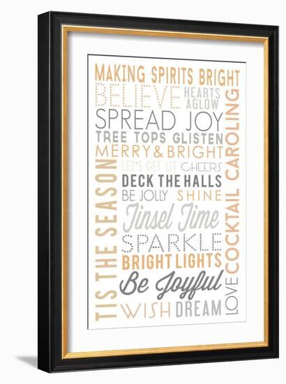Making Spirits Bright - Typography-Lantern Press-Framed Art Print
