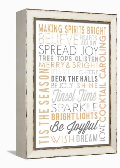 Making Spirits Bright - Typography-Lantern Press-Framed Stretched Canvas