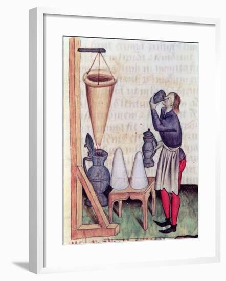 Making Sugar Syrup, from "Tractatus de Herbis" by Dioscorides-null-Framed Giclee Print