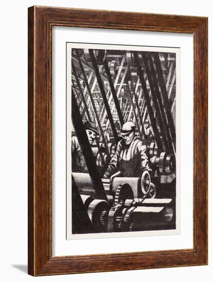 Making the Engine, 1917 (Lithograph)-Christopher Richard Wynne Nevinson-Framed Giclee Print