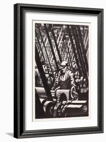 Making the Engine, 1917 (Lithograph)-Christopher Richard Wynne Nevinson-Framed Giclee Print