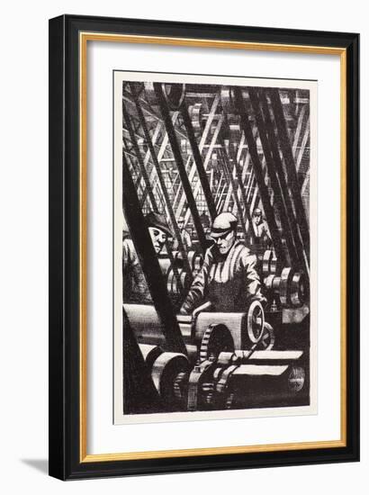 Making the Engine, 1917 (Lithograph)-Christopher Richard Wynne Nevinson-Framed Giclee Print