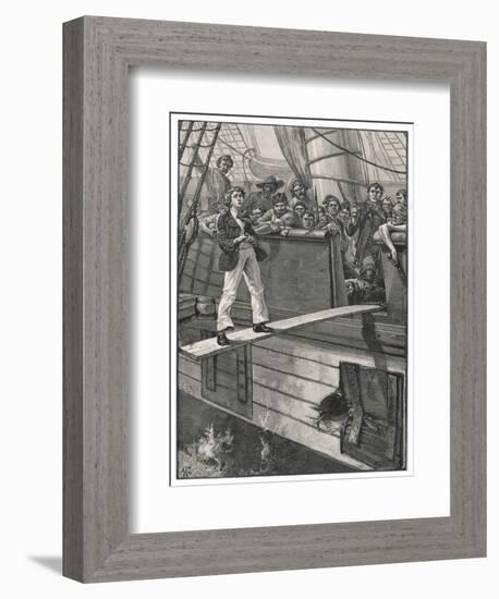 Making Their Captives Walk the Plank is a Favourite Pastime of Pirates-Alfred Pearse-Framed Art Print