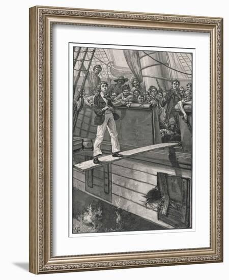 Making Their Captives Walk the Plank is a Favourite Pastime of Pirates-Alfred Pearse-Framed Art Print