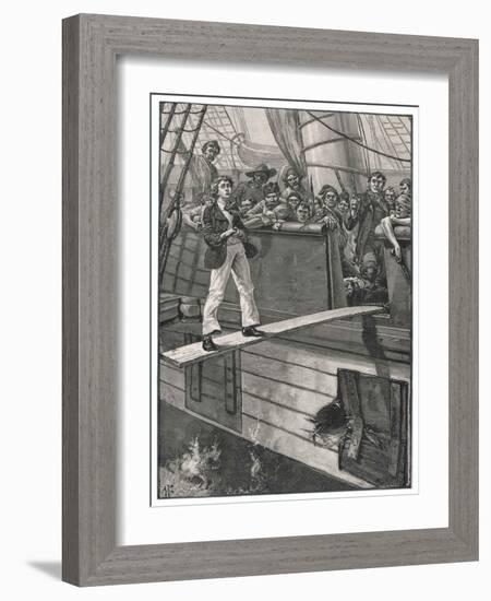Making Their Captives Walk the Plank is a Favourite Pastime of Pirates-Alfred Pearse-Framed Art Print