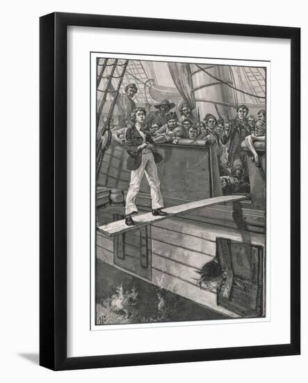 Making Their Captives Walk the Plank is a Favourite Pastime of Pirates-Alfred Pearse-Framed Art Print