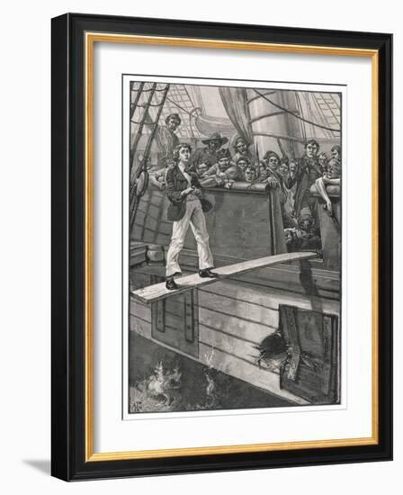 Making Their Captives Walk the Plank is a Favourite Pastime of Pirates-Alfred Pearse-Framed Art Print