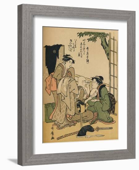 'Making Up For The Stage', c1780-Kitagawa Utamaro-Framed Giclee Print