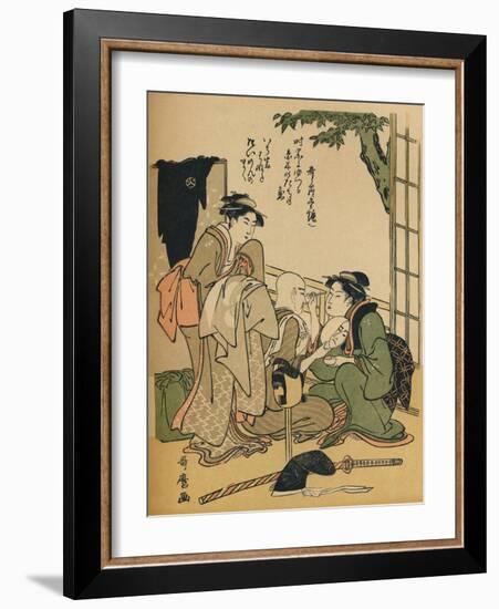 'Making Up For The Stage', c1780-Kitagawa Utamaro-Framed Giclee Print