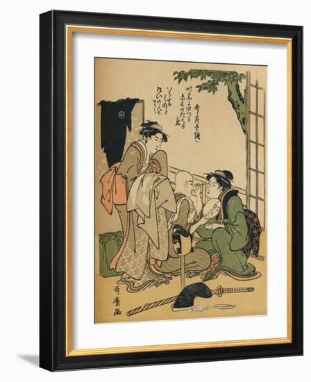 'Making Up For The Stage', c1780-Kitagawa Utamaro-Framed Giclee Print