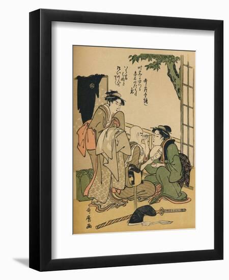 'Making Up For The Stage', c1780-Kitagawa Utamaro-Framed Giclee Print