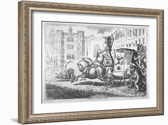 Malagrida Driving Post, 1792-James Gillray-Framed Giclee Print