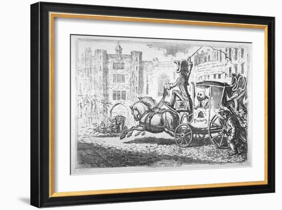 Malagrida Driving Post, 1792-James Gillray-Framed Giclee Print