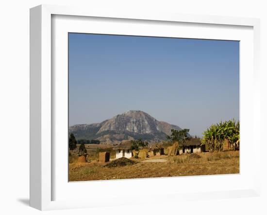 Malawi, Dedza, Grass-Roofed Houses in a Rural Village in the Dedza Region-John Warburton-lee-Framed Photographic Print