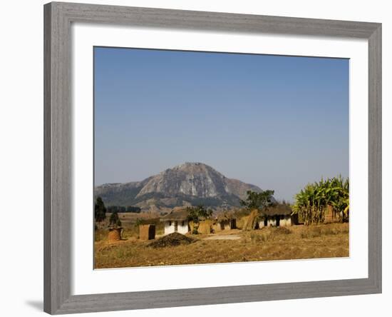 Malawi, Dedza, Grass-Roofed Houses in a Rural Village in the Dedza Region-John Warburton-lee-Framed Photographic Print