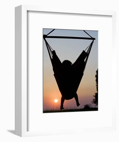 Malawi, Lake Malawi National Park, Young Guest Relaxes in a Hammock at Pumulani Lodge, (MR)-John Warburton-lee-Framed Photographic Print