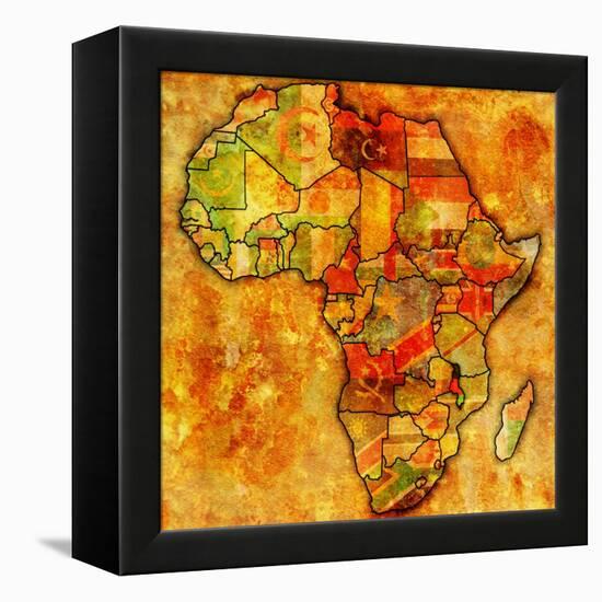 Malawi on Actual Map of Africa-michal812-Framed Stretched Canvas