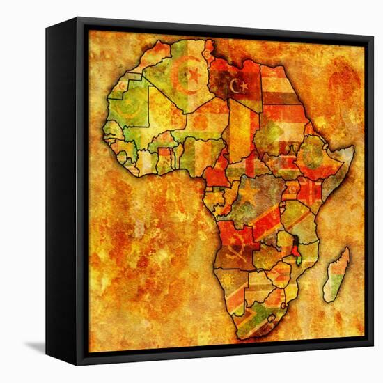 Malawi on Actual Map of Africa-michal812-Framed Stretched Canvas