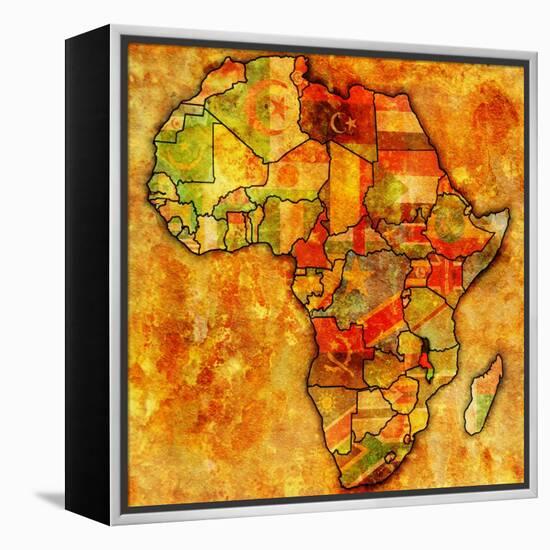 Malawi on Actual Map of Africa-michal812-Framed Stretched Canvas