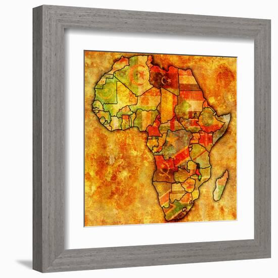 Malawi on Actual Map of Africa-michal812-Framed Art Print