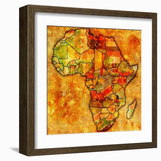 Malawi on Actual Map of Africa-michal812-Framed Art Print