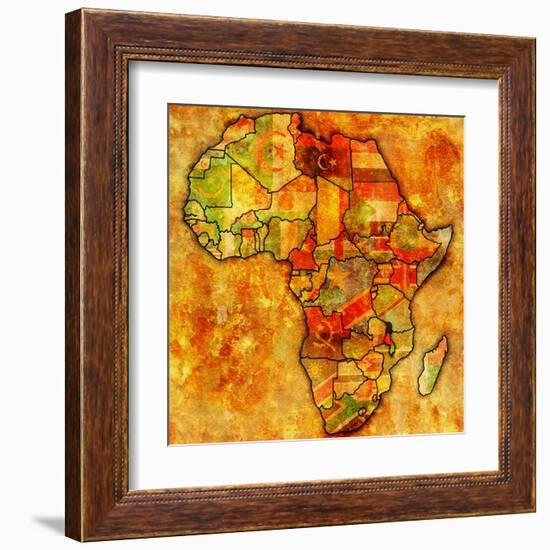 Malawi on Actual Map of Africa-michal812-Framed Art Print