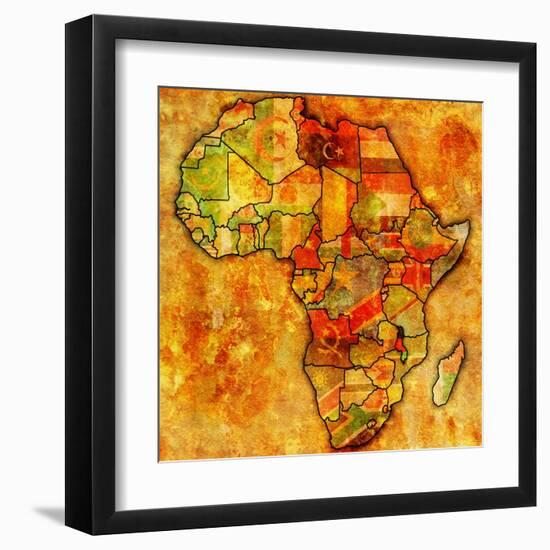 Malawi on Actual Map of Africa-michal812-Framed Art Print