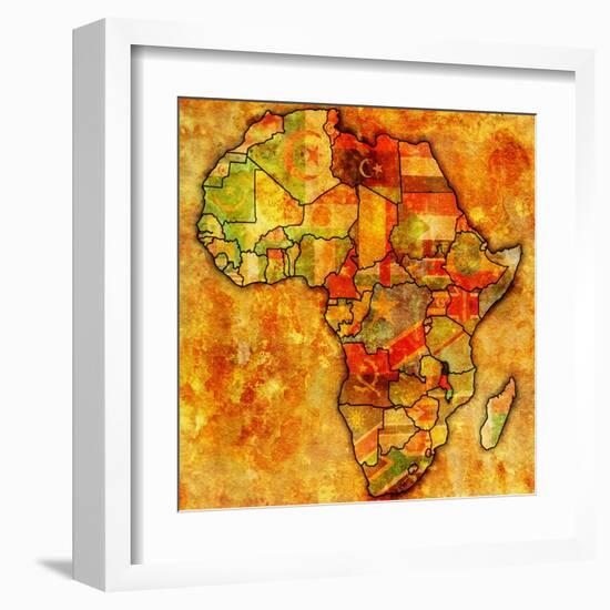 Malawi on Actual Map of Africa-michal812-Framed Art Print