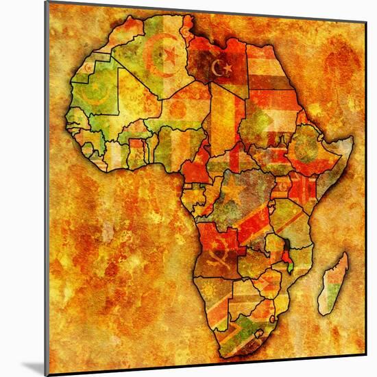 Malawi on Actual Map of Africa-michal812-Mounted Art Print