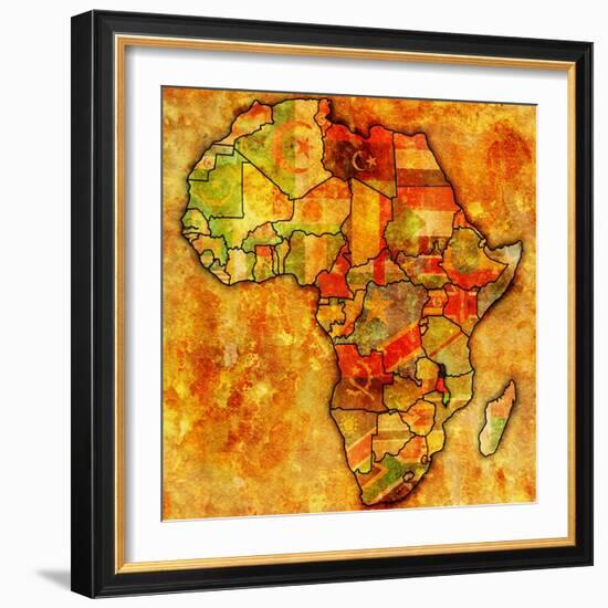 Malawi on Actual Map of Africa-michal812-Framed Art Print