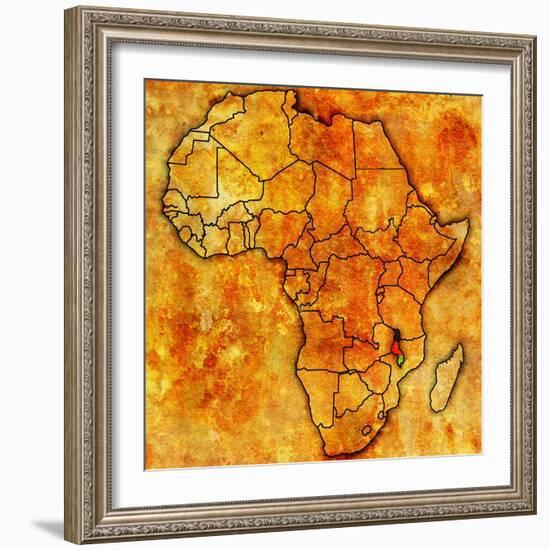 Malawi on Actual Map of Africa-michal812-Framed Art Print