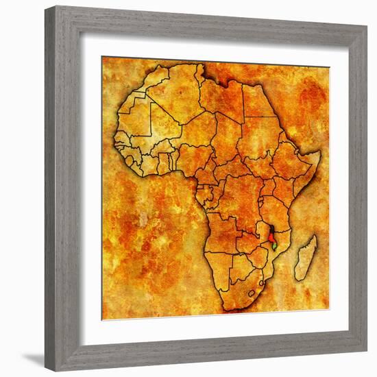 Malawi on Actual Map of Africa-michal812-Framed Art Print